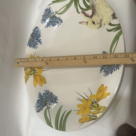 Blossoms & Blooms Easter Ceramics Oval Serving Platter12 In X 16 In Bunny Floral - Picture 7 of 7